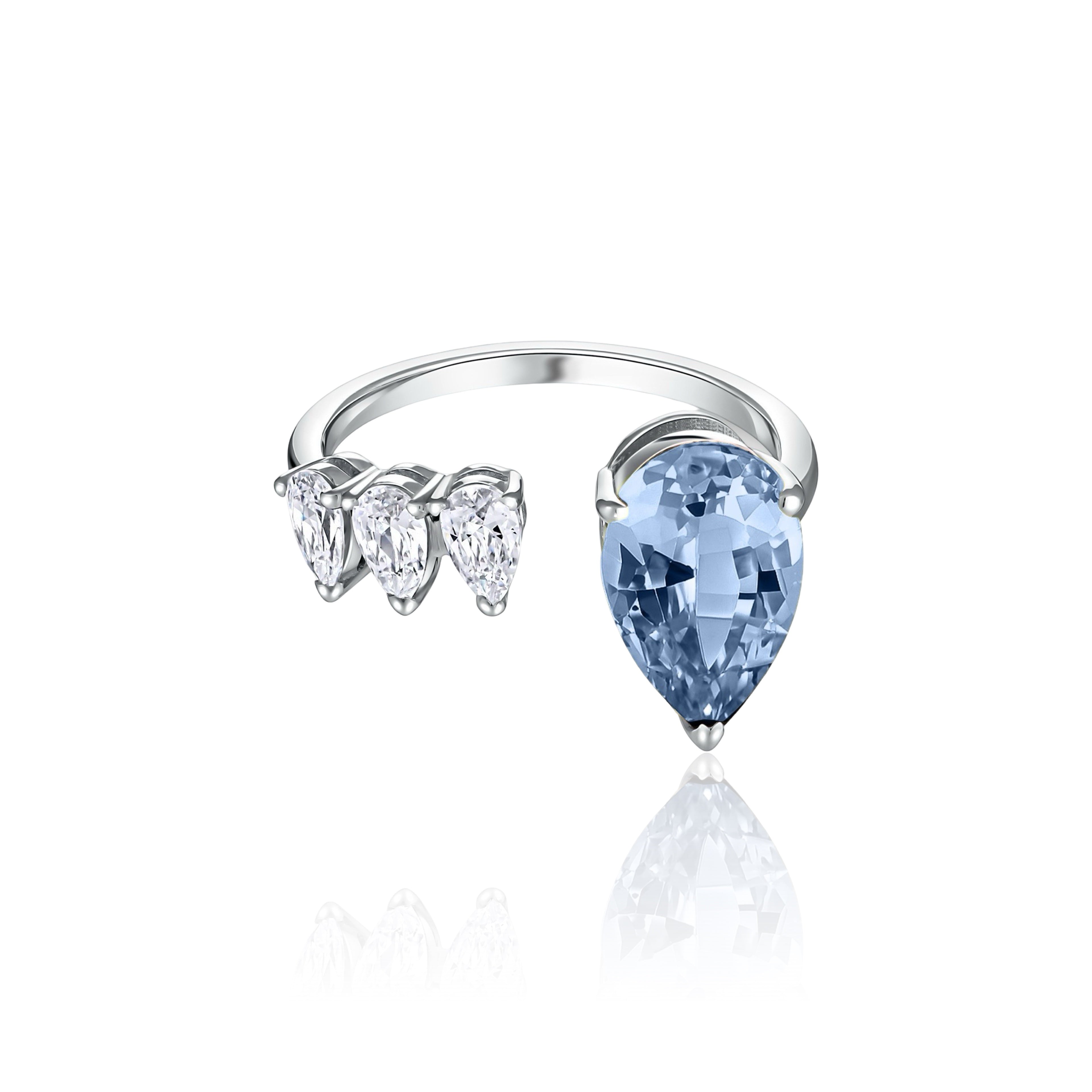 Nova Flare Open Ring – Light Blue Aquamarine