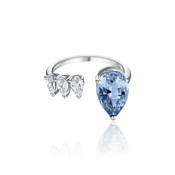 Nova Flare Open Ring – Light Blue Aquamarine