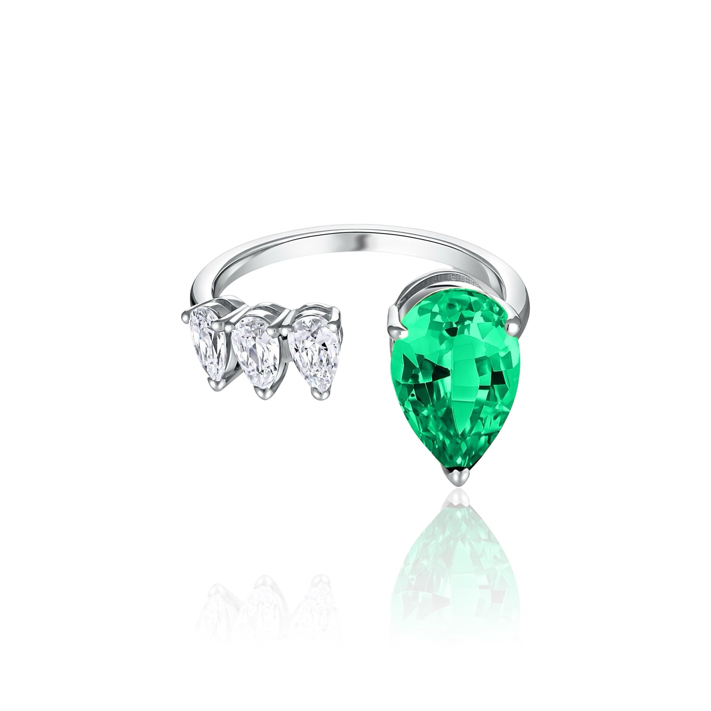 Nova Flare Open Ring – Colombian Green Emerald