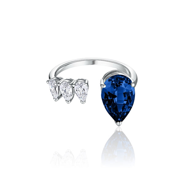 Nova Flare Open Ring – Blue Sapphire