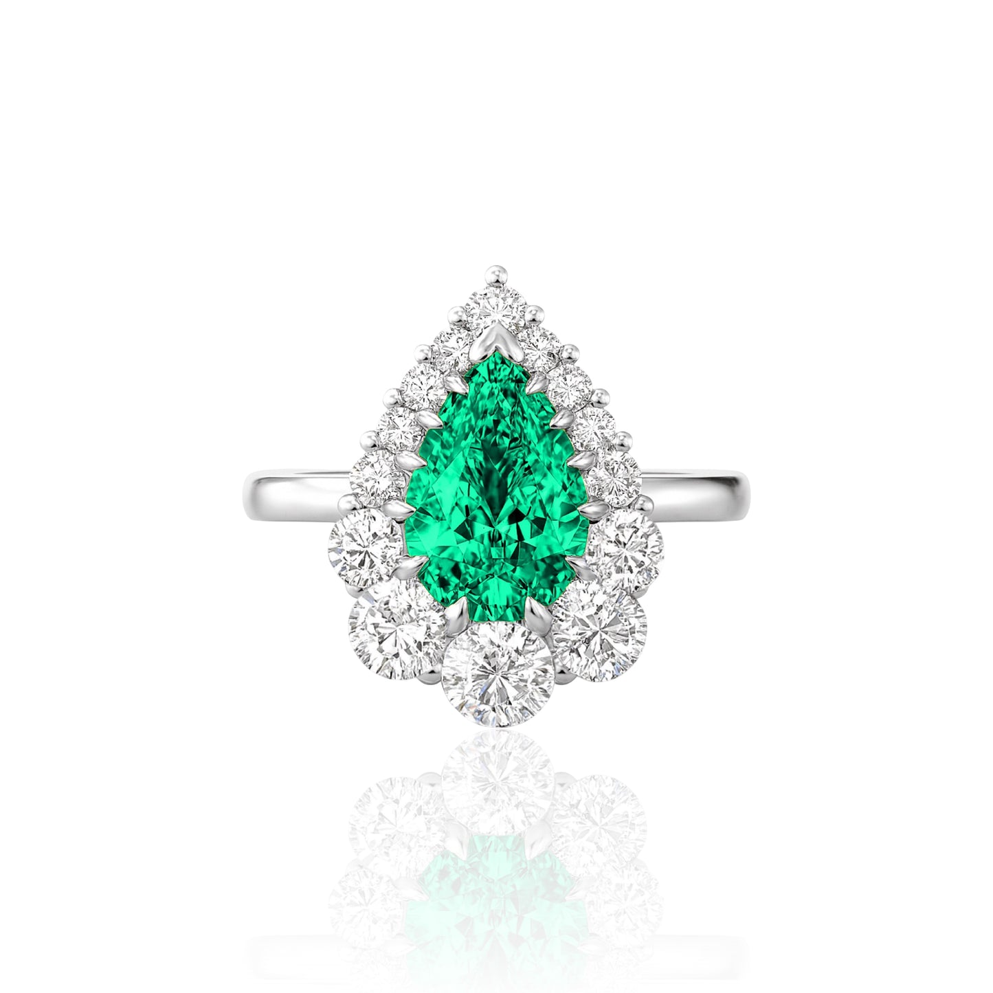 Nova Halo Ring – Colombian Green Emerald