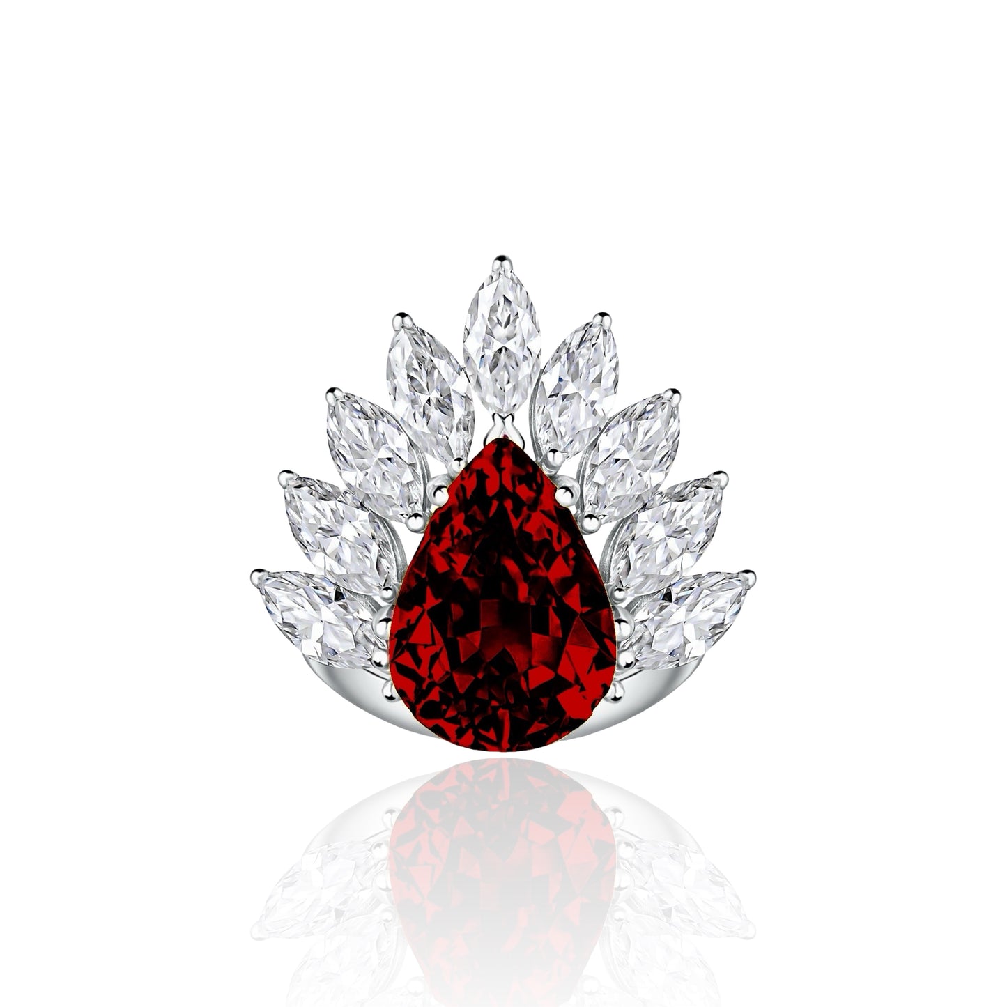 Nova Pavone Ring – Deep Red Garnet