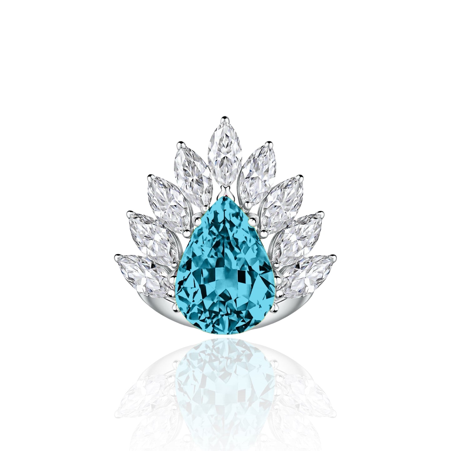 Nova Pavone Ring – Teal Blue Spinel