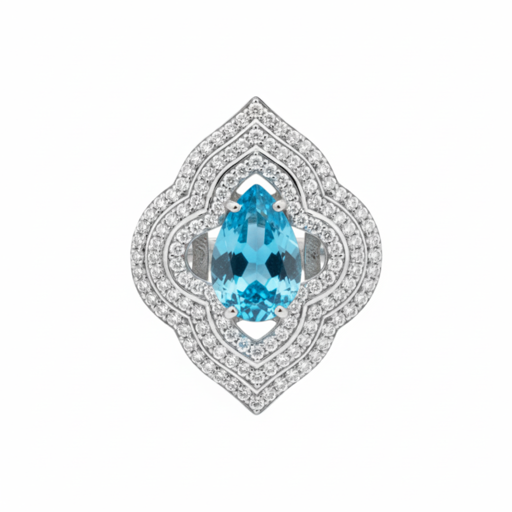Nova Silhouette Ring  – Teal Blue Spinel