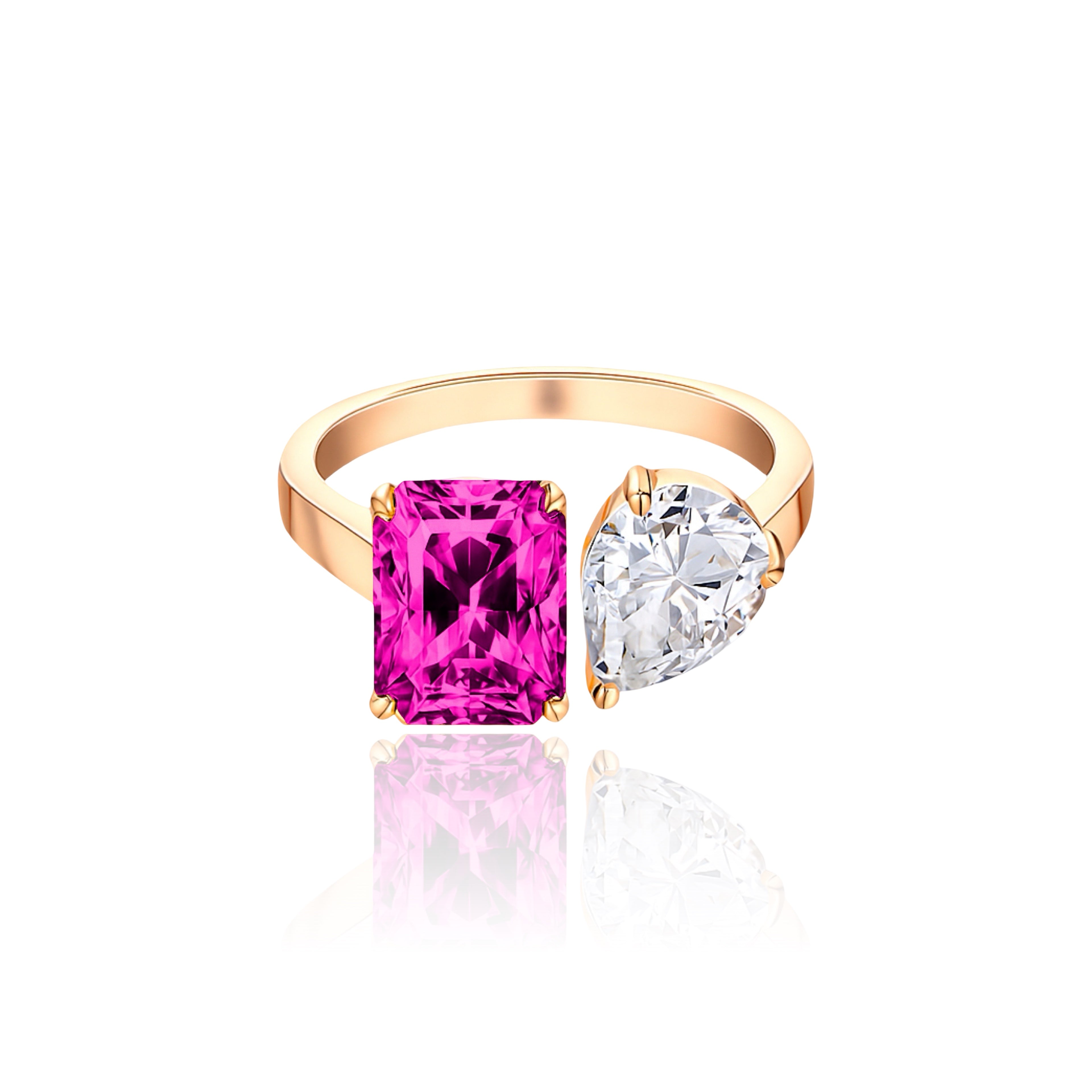 Nova Toi & Moi Ring – Vivid Pink Sapphire