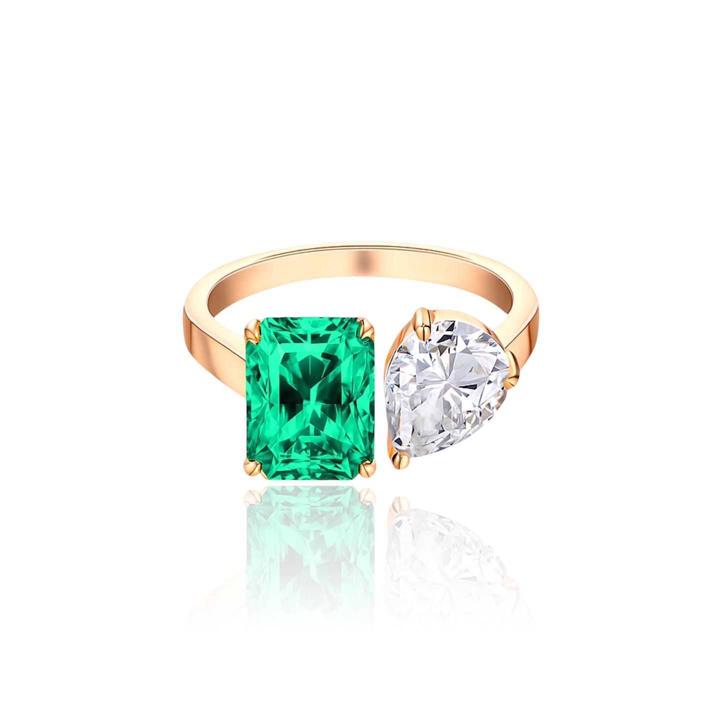 Nova Toi & Moi Ring – Colombian Green Emerald