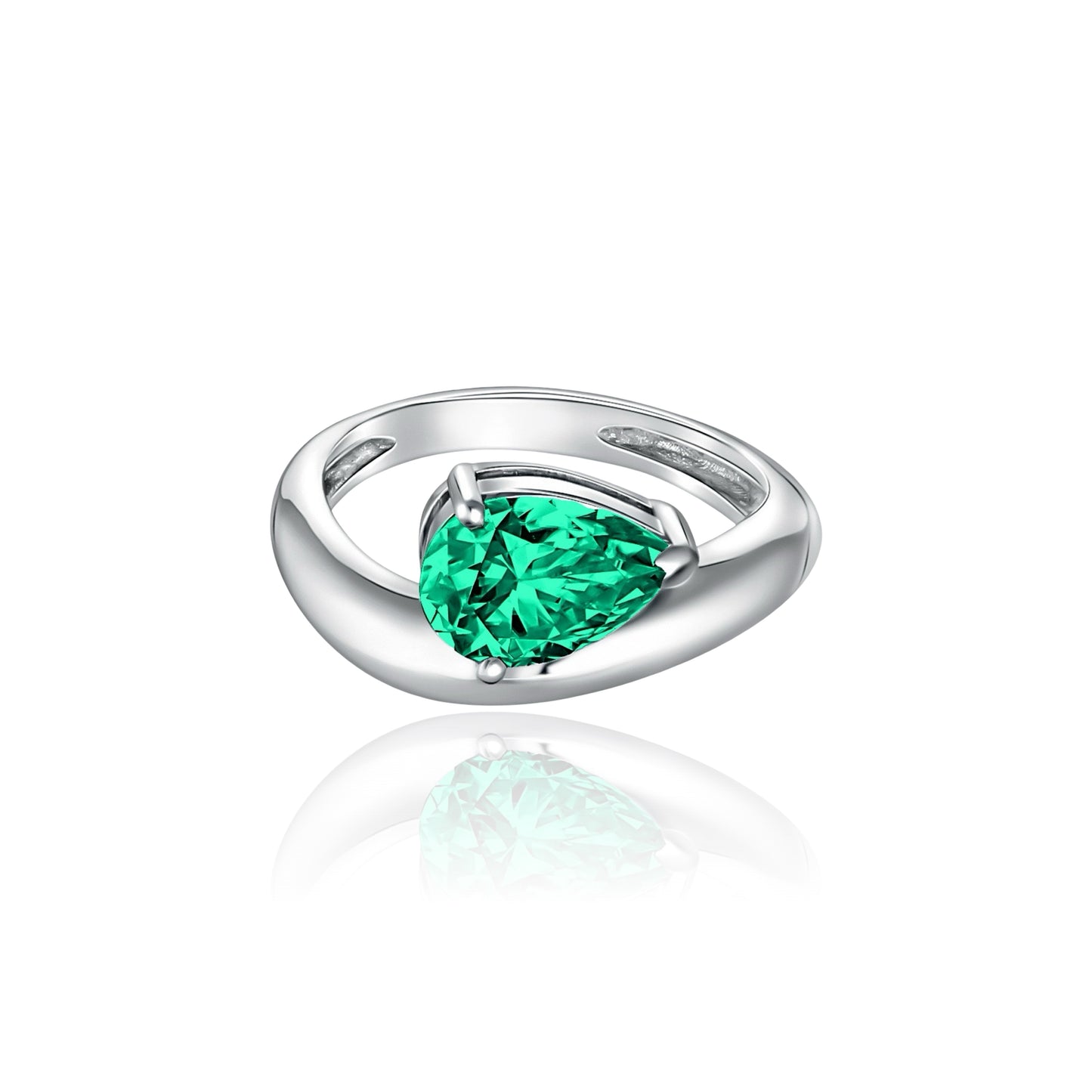 Nova Wave Solitaire Ring – Colombian Green Emerald