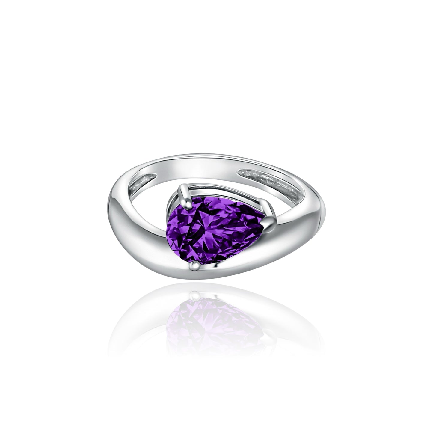 Nova Wave Solitaire Ring – Purple Amethyst