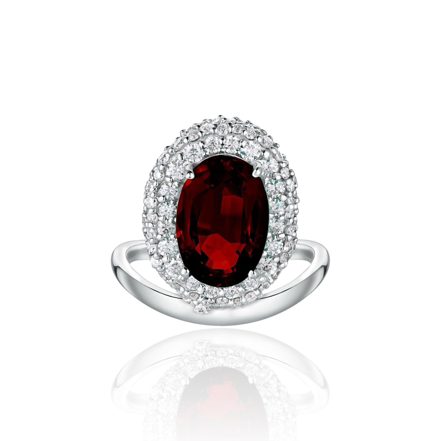 Velara Crest Ring – Deep Red Garnet