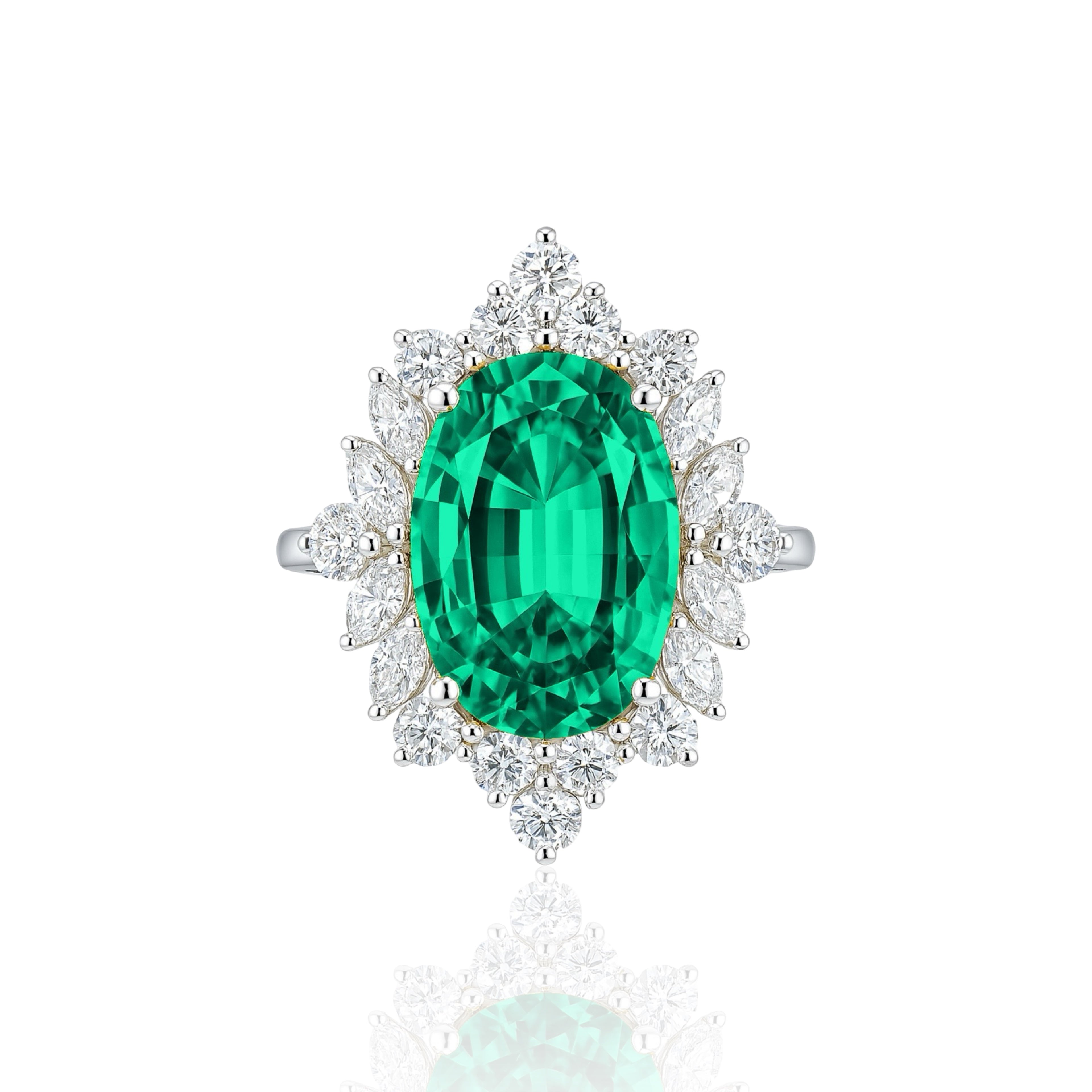 Velara Crown Ring – Colombian Green Emerald
