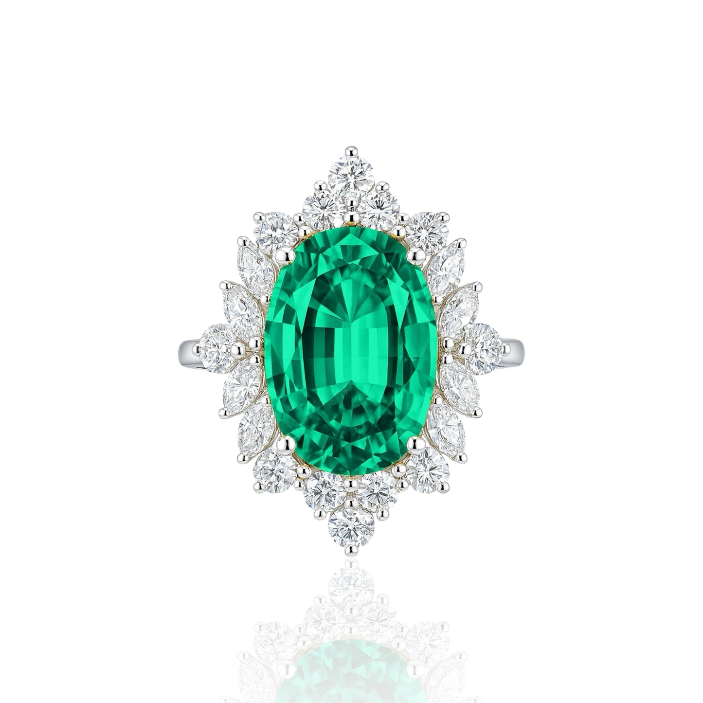 Velara Crown Ring – Colombian Green Emerald