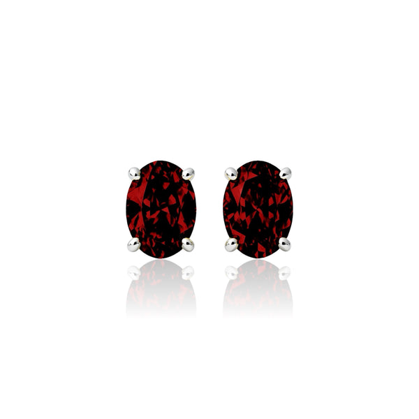 Velara Grande Stud Earrings – Deep Red Garnet