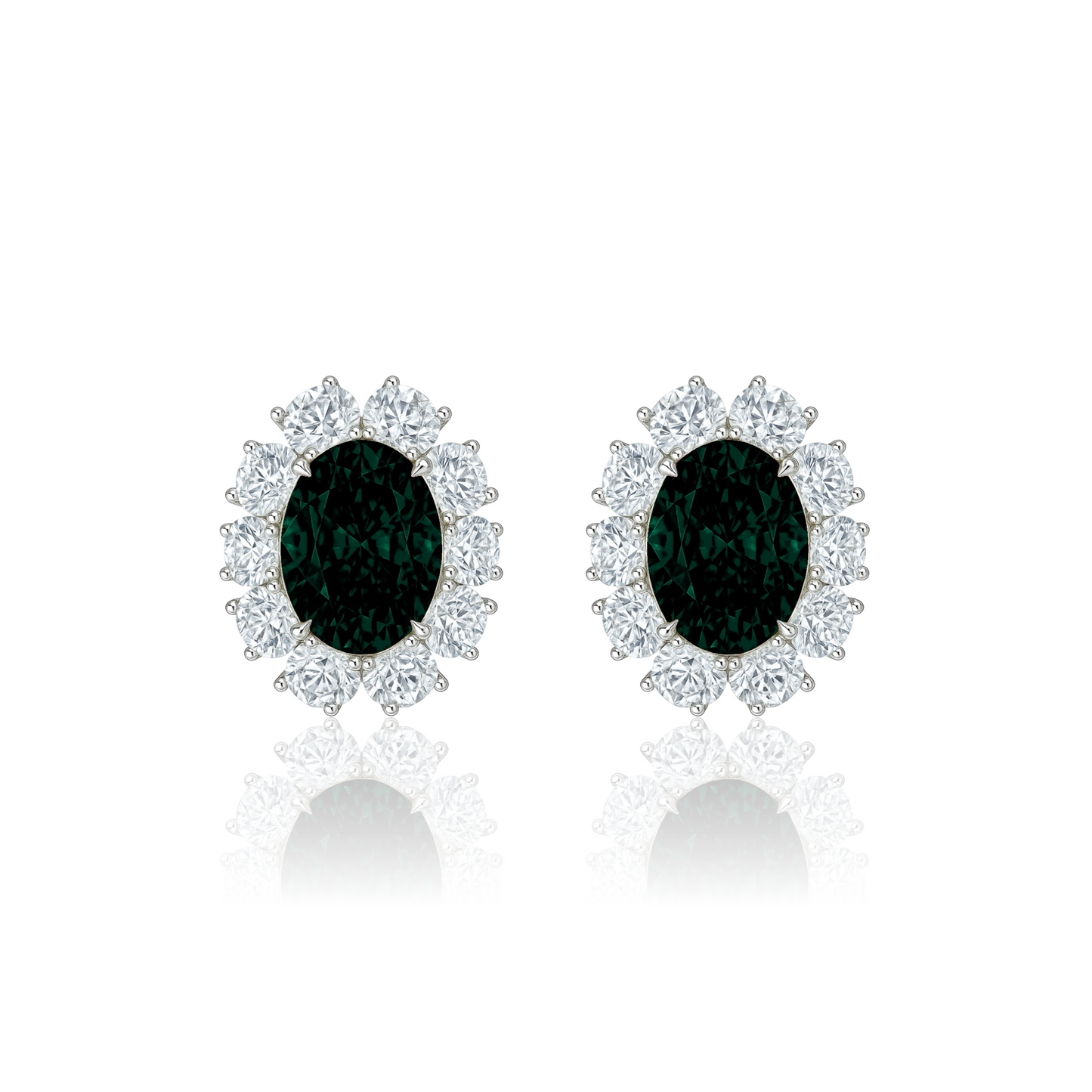 Velara Halo Earrings – Colombian Green Emerald