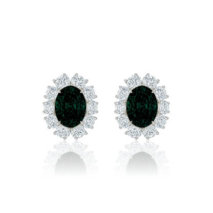Velara Halo Earrings – Colombian Green Emerald