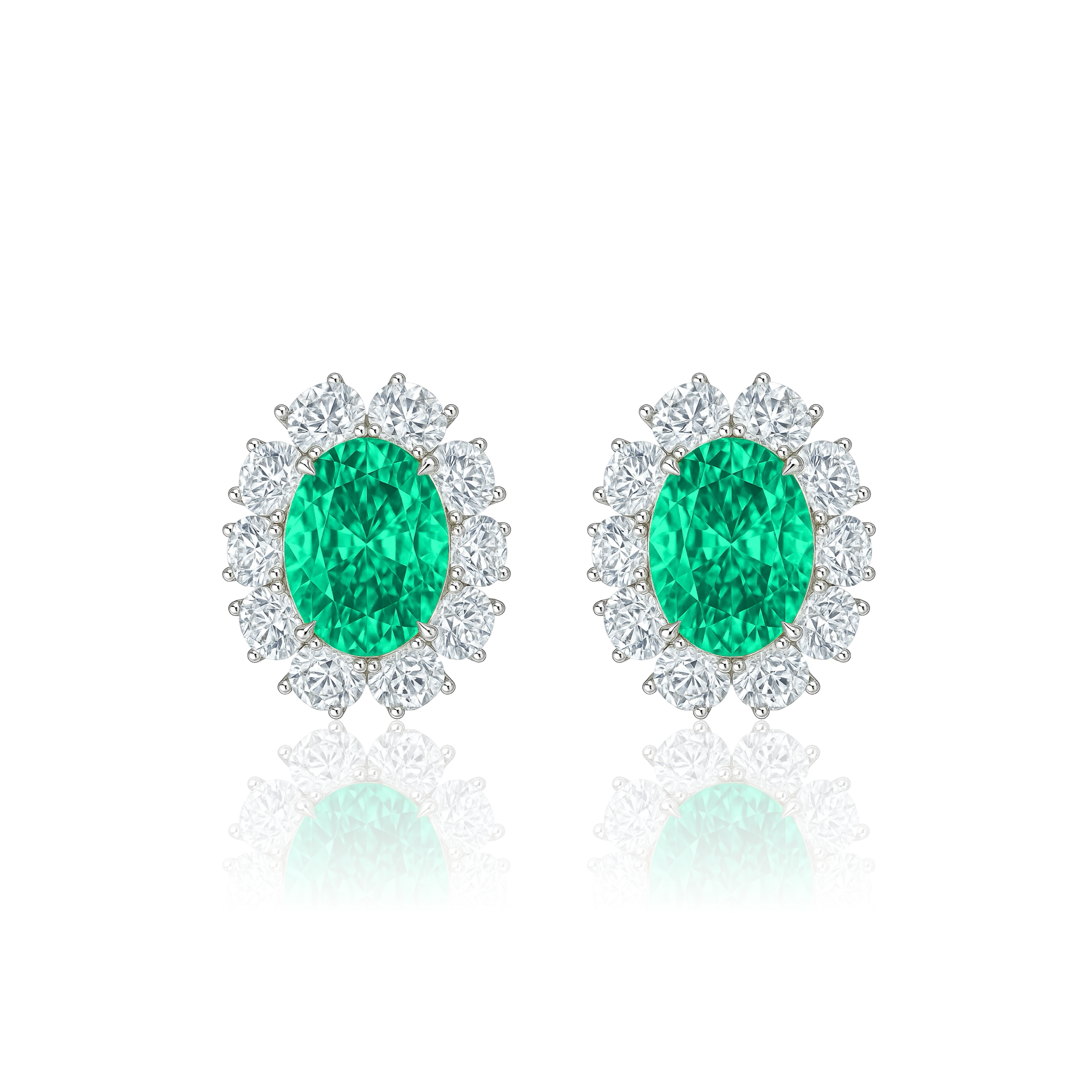 Velara Halo Earrings – Colombian Green Emerald