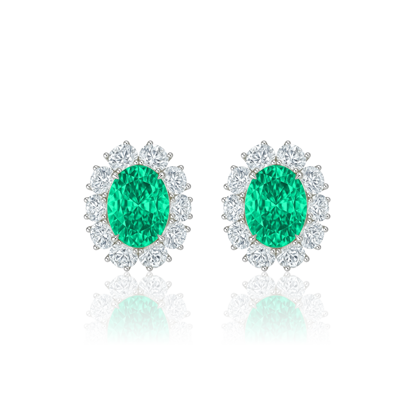 Velara Halo Earrings – Colombian Green Emerald