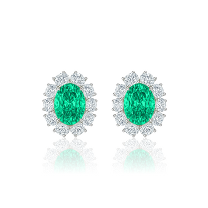 Velara Halo Earrings – Colombian Green Emerald