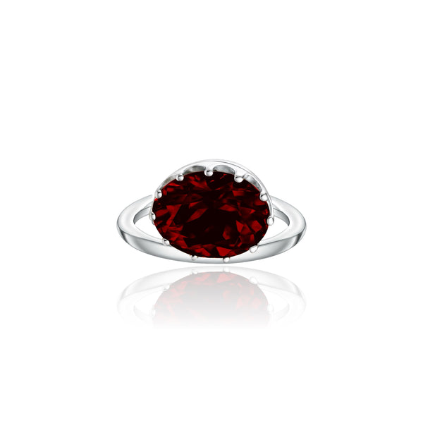 Velara Satellite Ring – Deep Red Garnet