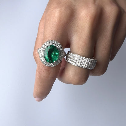 Linea Bold Band Ring – Zambian Green Emerald