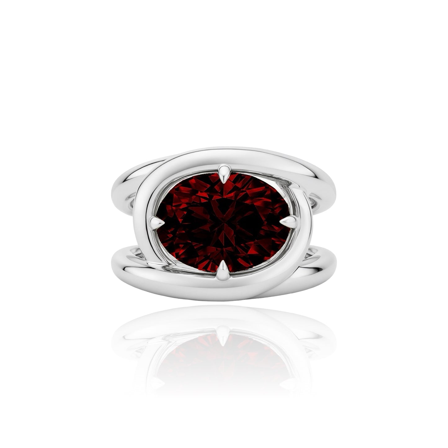Velara Twist Ring – Deep Red Garnet