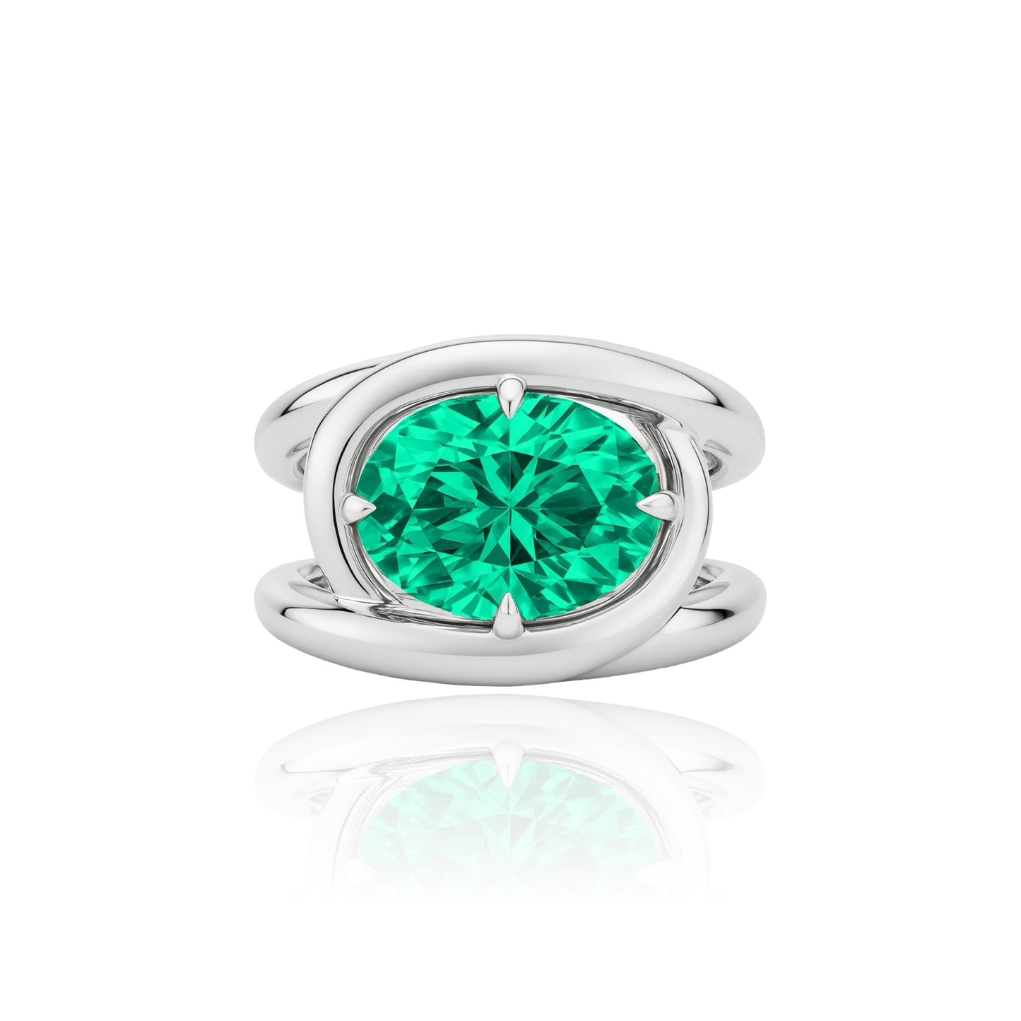 Velara Twist Ring – Colombian Green Emerald