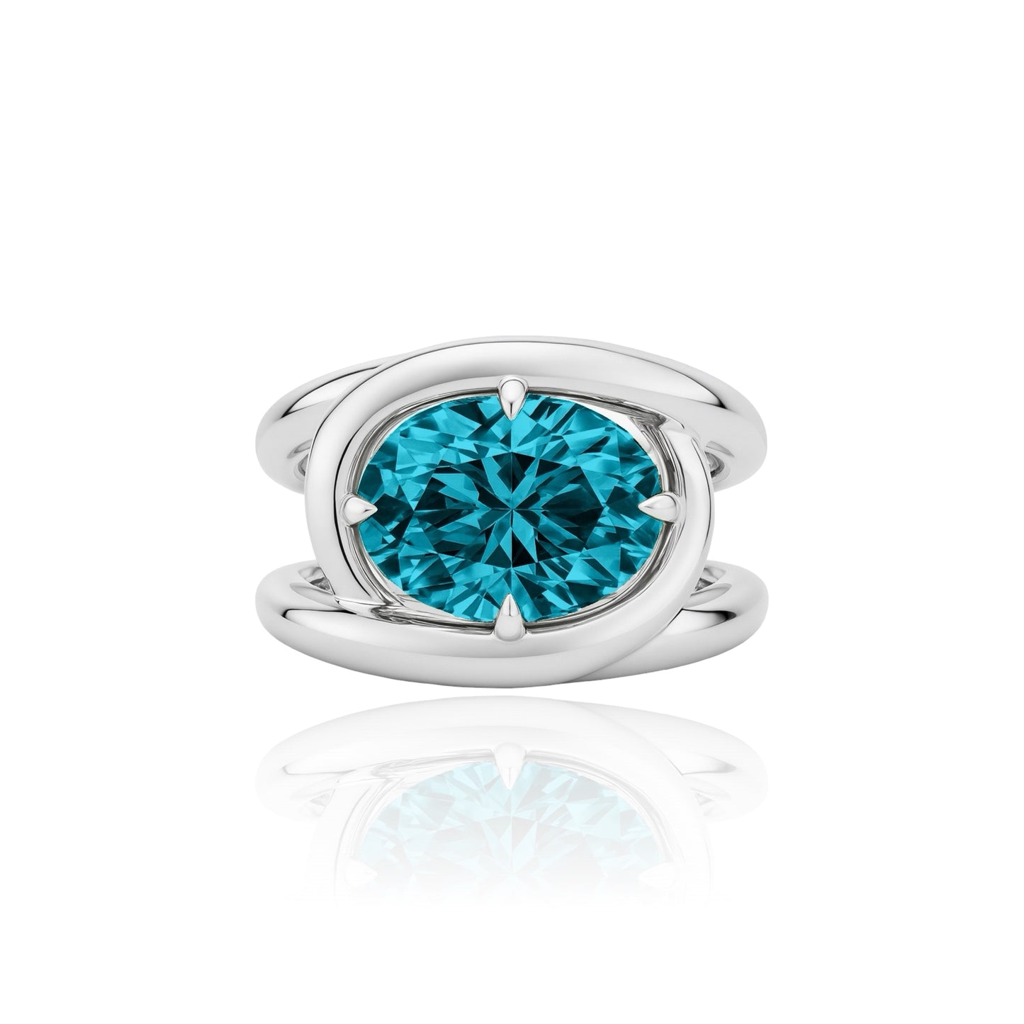 Velara Twist Ring – Teal Blue Spinel