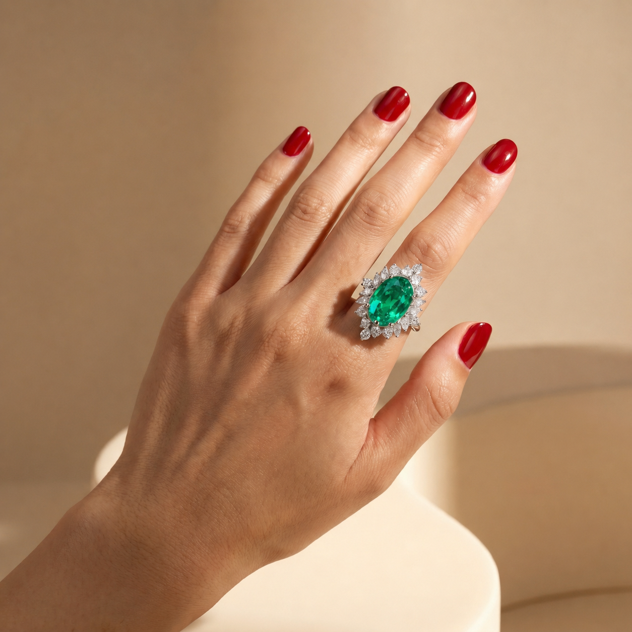Velara Crown Ring – Colombian Green Emerald
