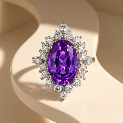 Velara Crown Ring – Purple Sapphire