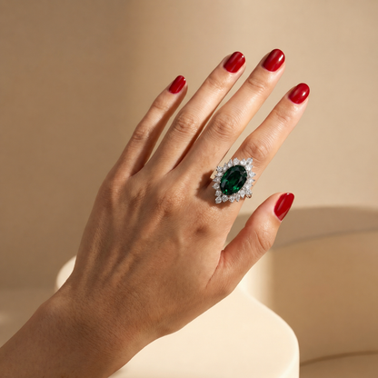 Velara Crown Ring – Zambian Green Emerald