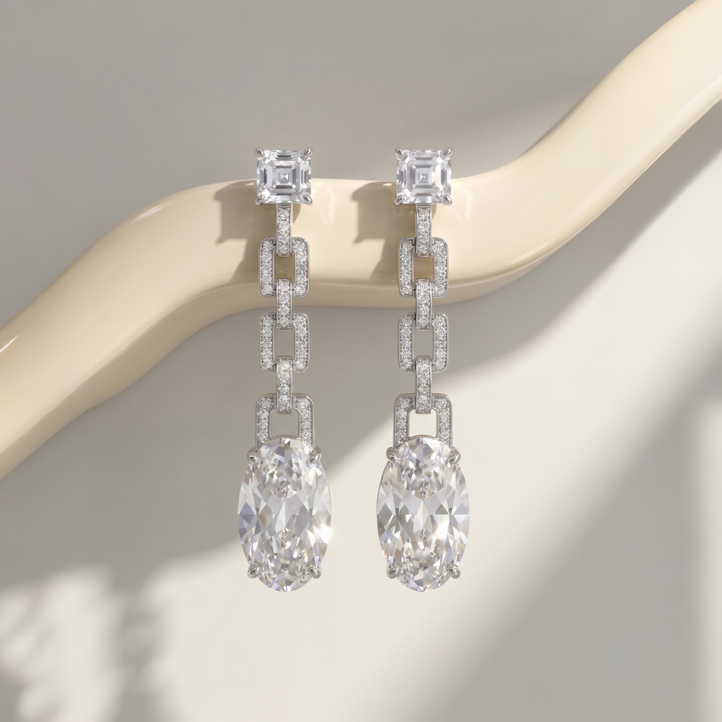 Velara Drop-Link Earrings – Rock Crystal