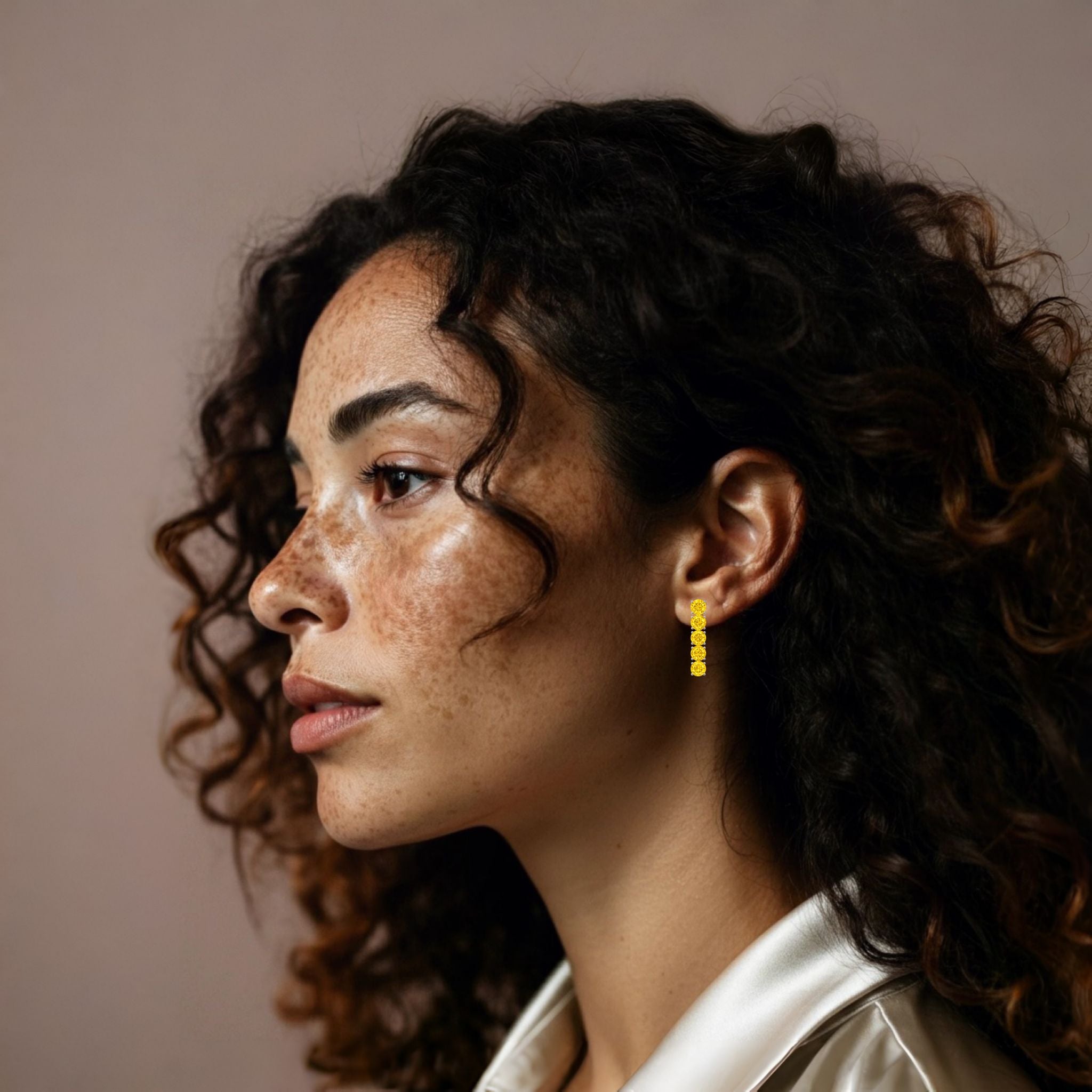 Juno Tennis Charm Earrings – Yellow Sapphire