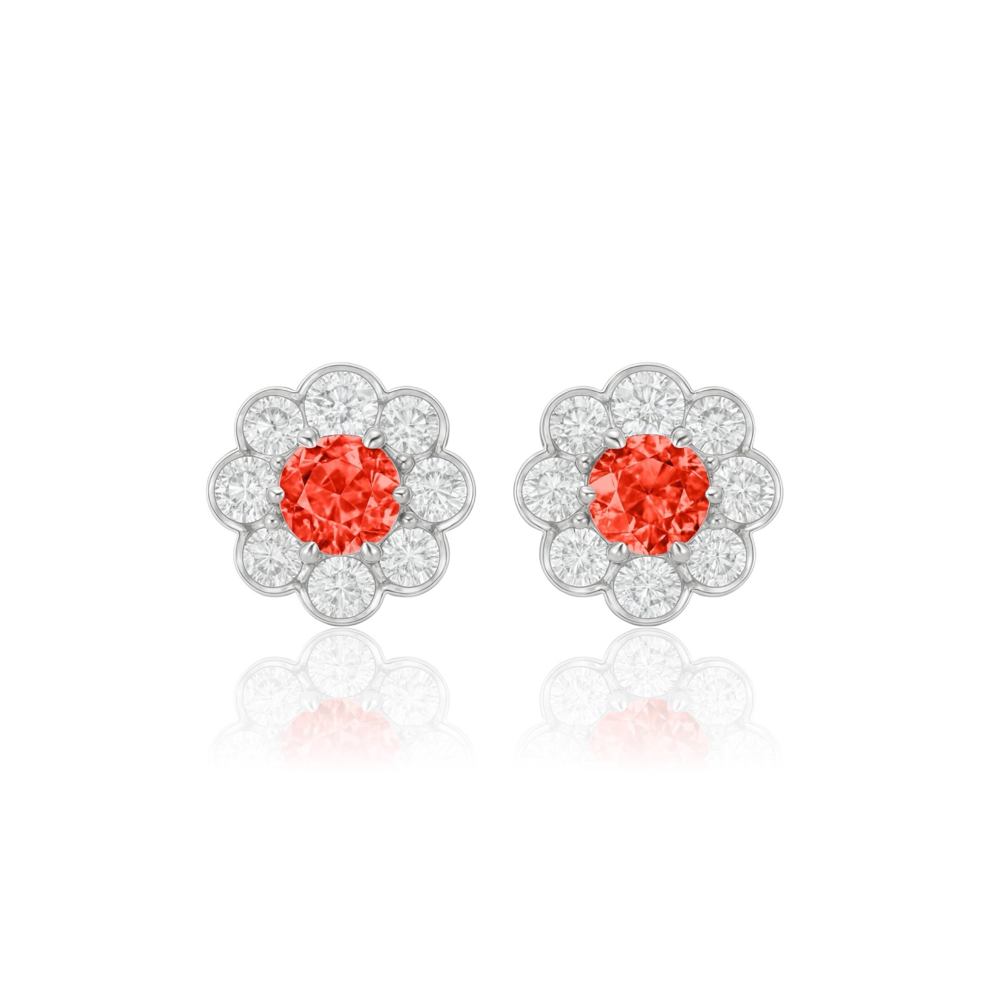 Juno Daisy Stud Earrings – Orange Padparadscha Sapphire