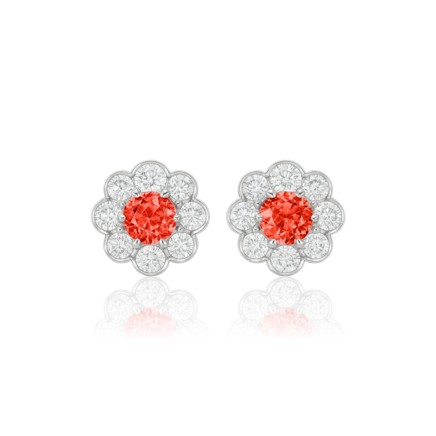Juno Daisy Stud Earrings – Orange Padparadscha Sapphire