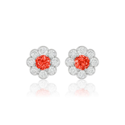Juno Daisy Stud Earrings – Orange Padparadscha Sapphire