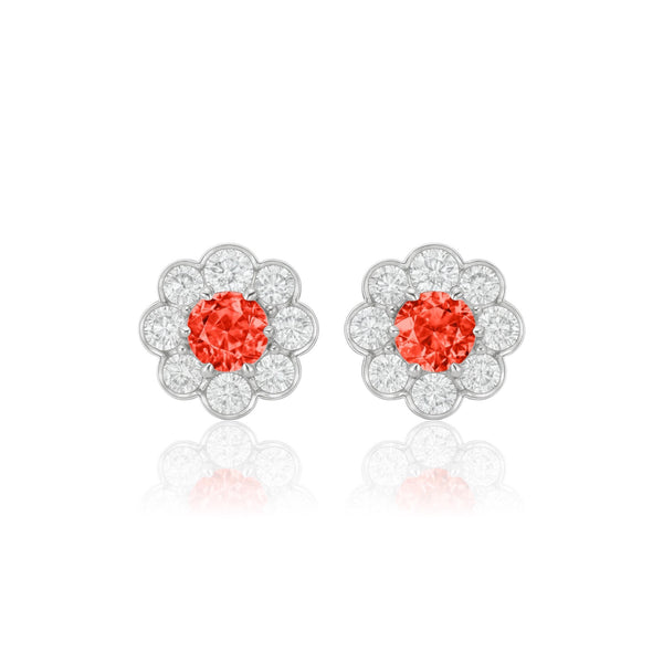 Juno Daisy Stud Earrings – Orange Padparadscha Sapphire