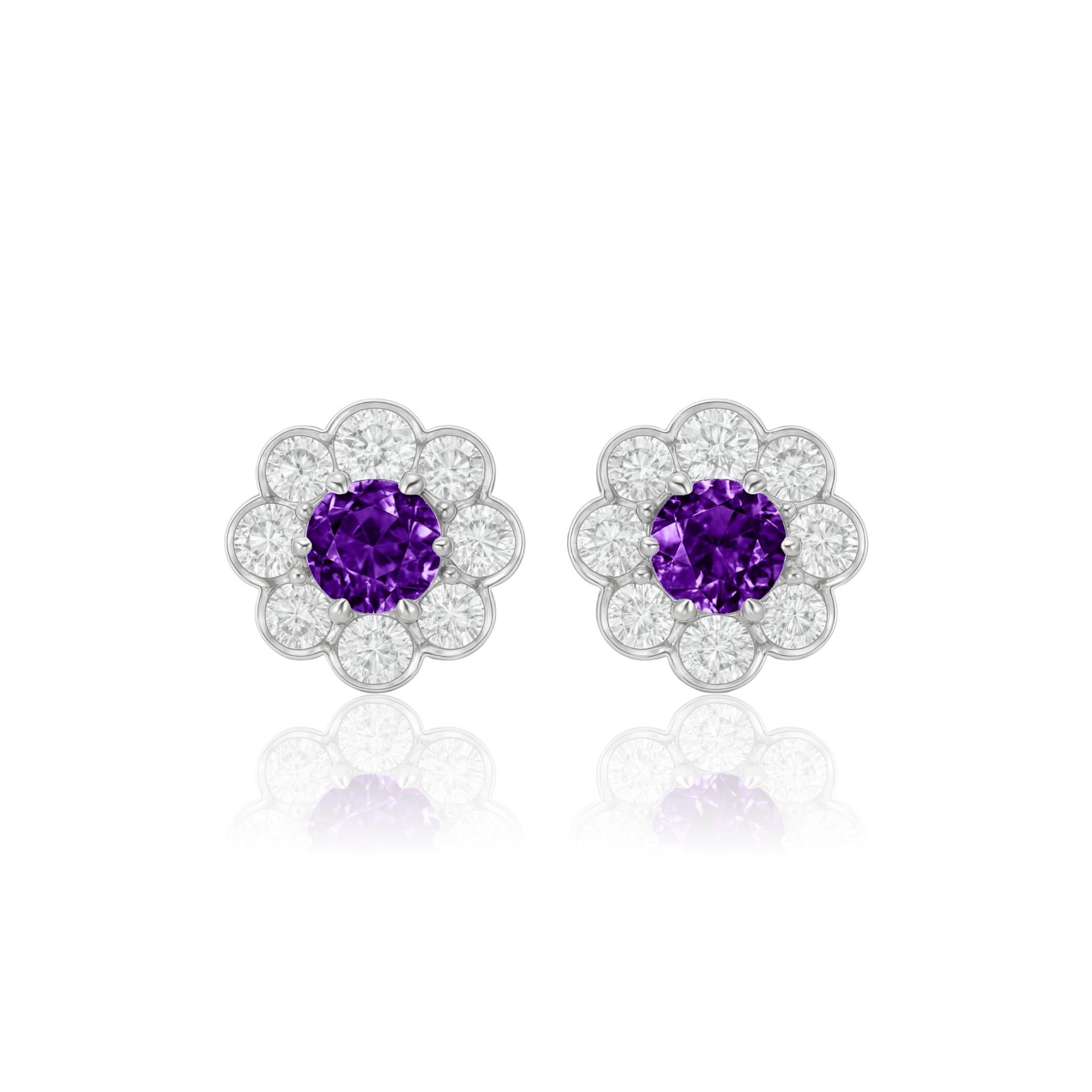 Juno Daisy Stud Earrings – Purple Sapphire