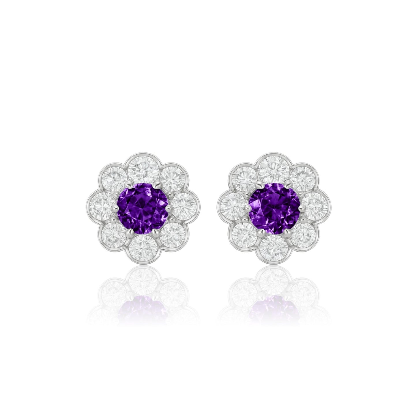 Juno Daisy Stud Earrings – Purple Amethyst