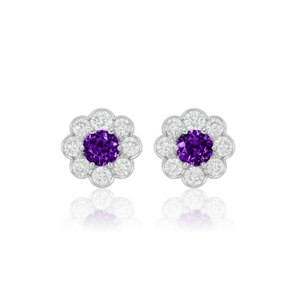 Juno Daisy Stud Earrings – Purple Sapphire
