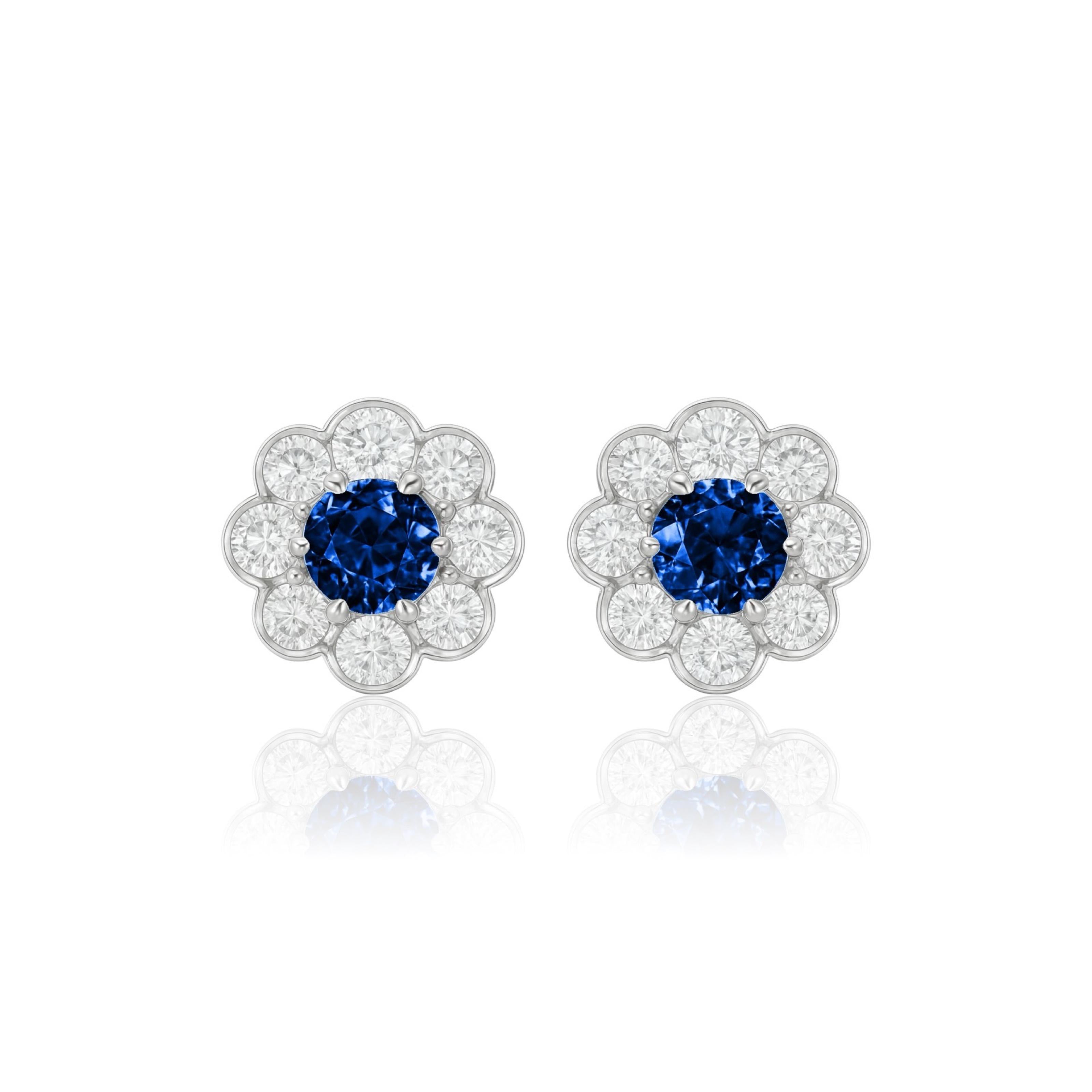 Juno Daisy Stud Earrings – Blue Sapphire