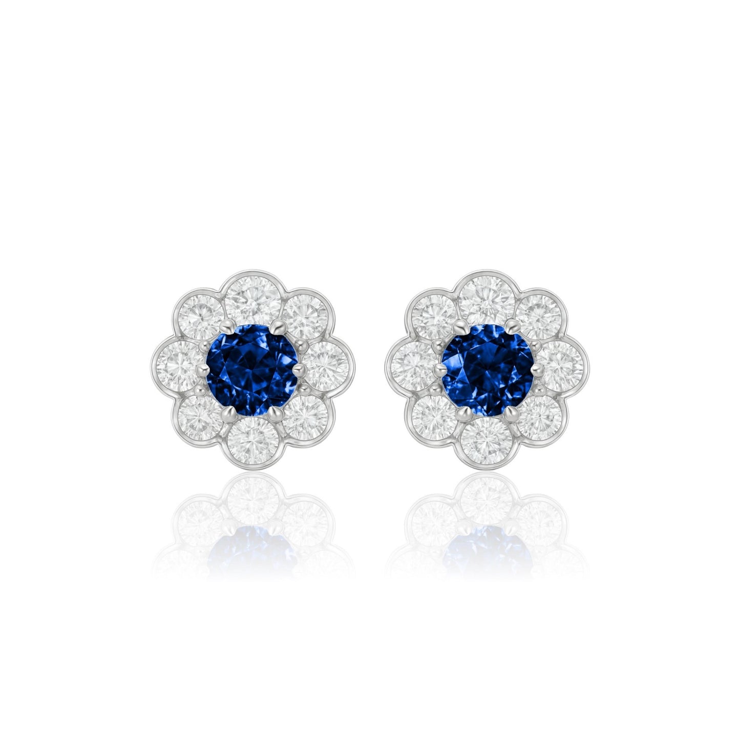 Juno Daisy Stud Earrings – Blue Sapphire
