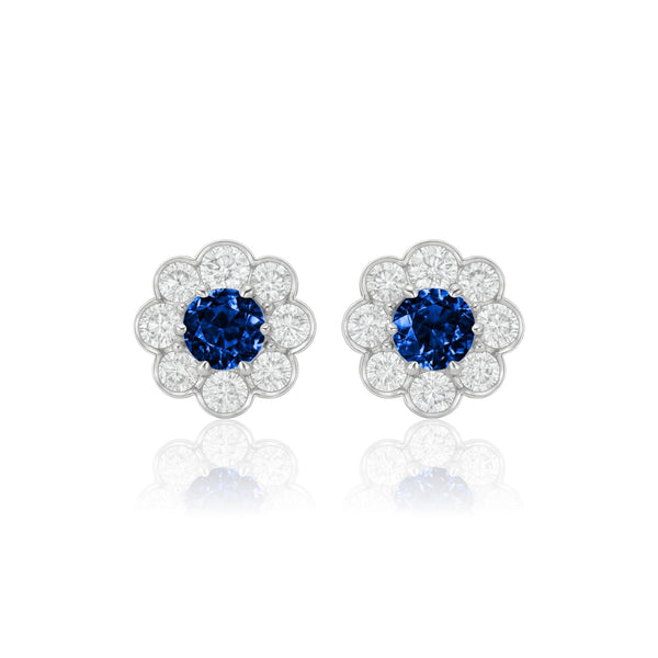 Juno Daisy Stud Earrings – Blue Sapphire