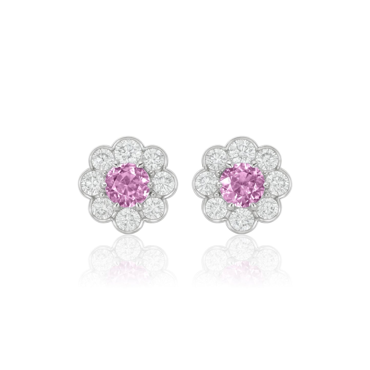 Juno Daisy Stud Earrings – Light Pink Sapphire