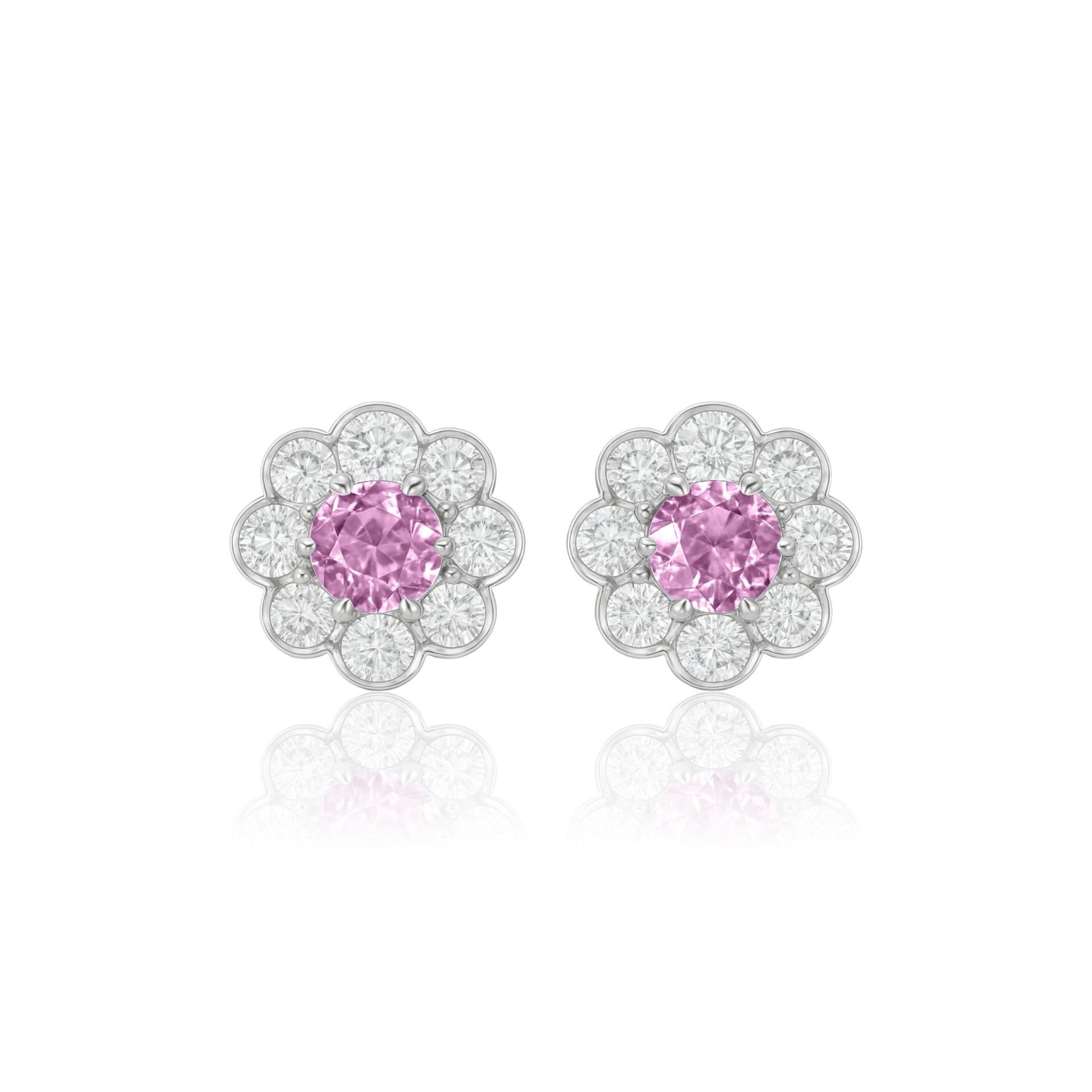 Juno Daisy Stud Earrings – Light Pink Sapphire