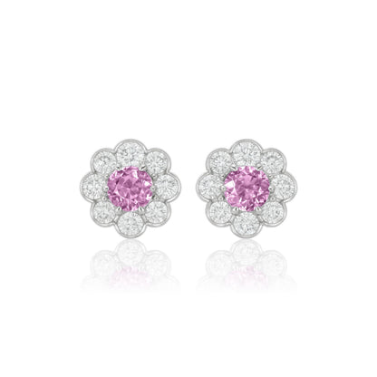 Juno Daisy Stud Earrings – Light Pink Sapphire