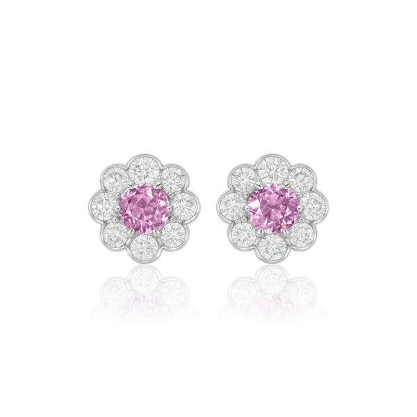 Juno Daisy Stud Earrings – Light Pink Sapphire
