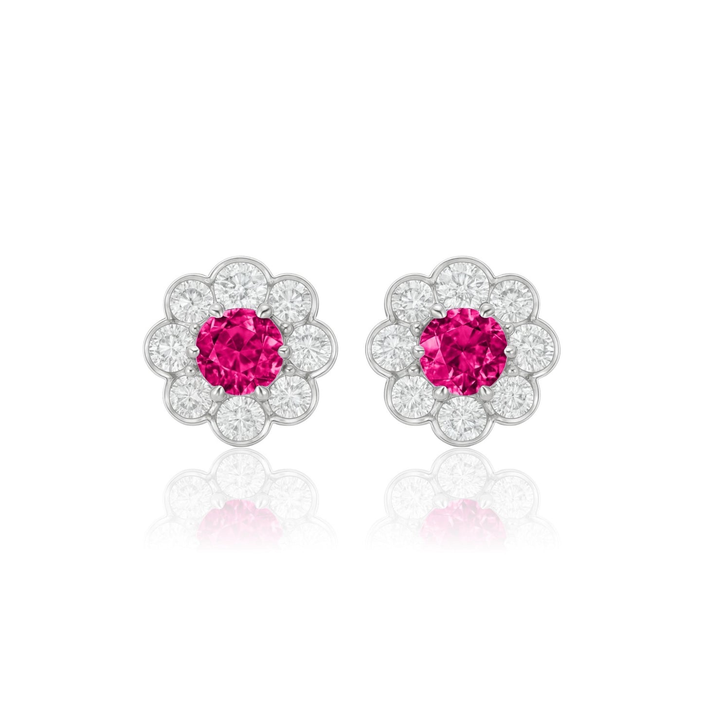Juno Daisy Stud Earrings – Red Ruby