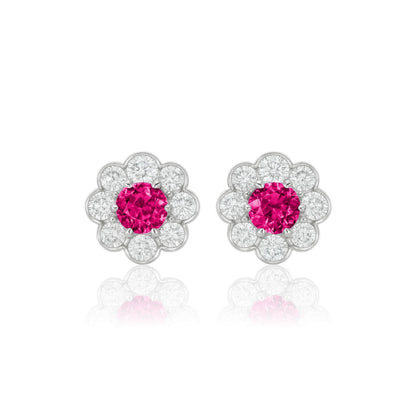Juno Daisy Stud Earrings – Red Ruby