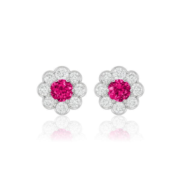 Juno Daisy Stud Earrings – Red Ruby