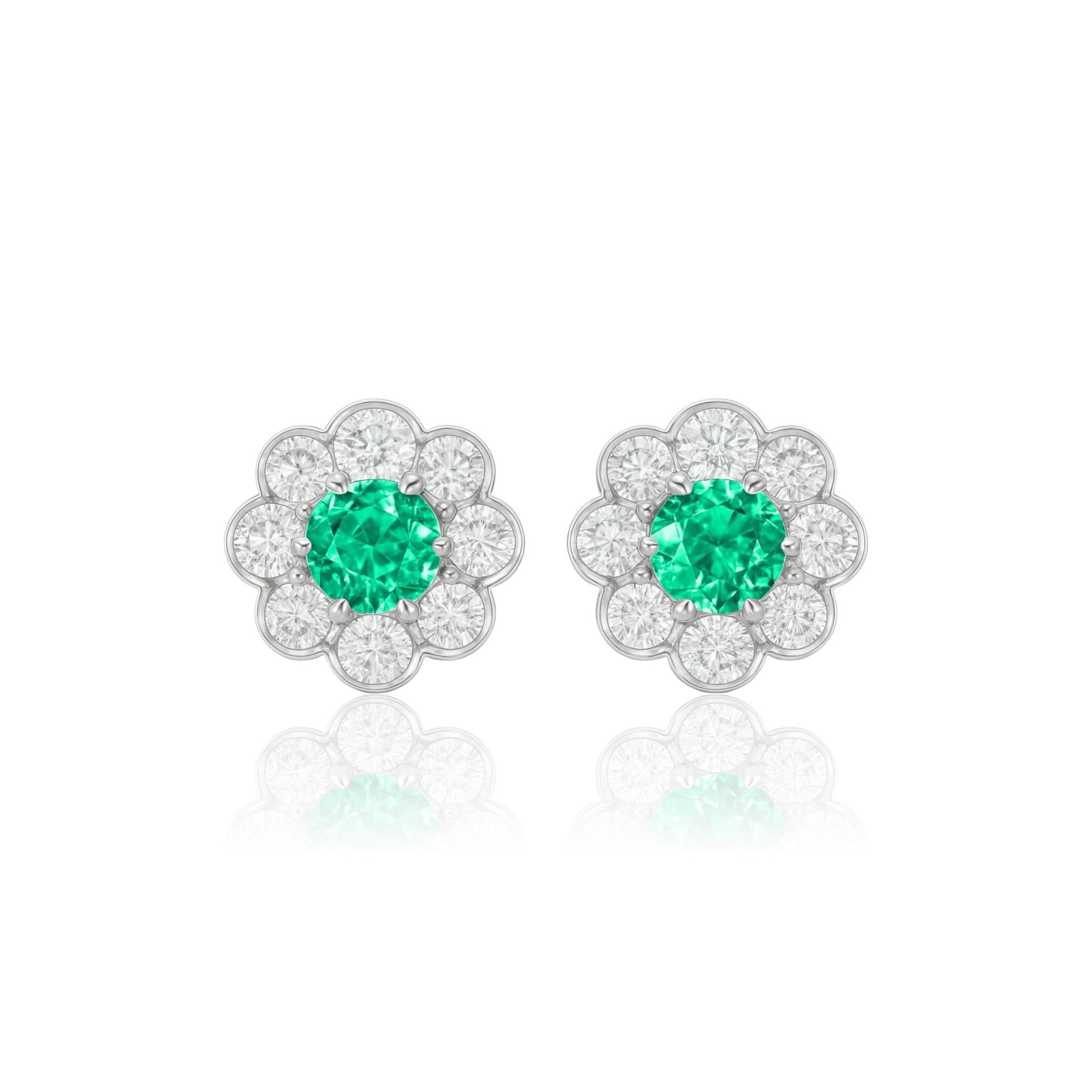 Juno Daisy Stud Earrings – Colombian Green Emerald