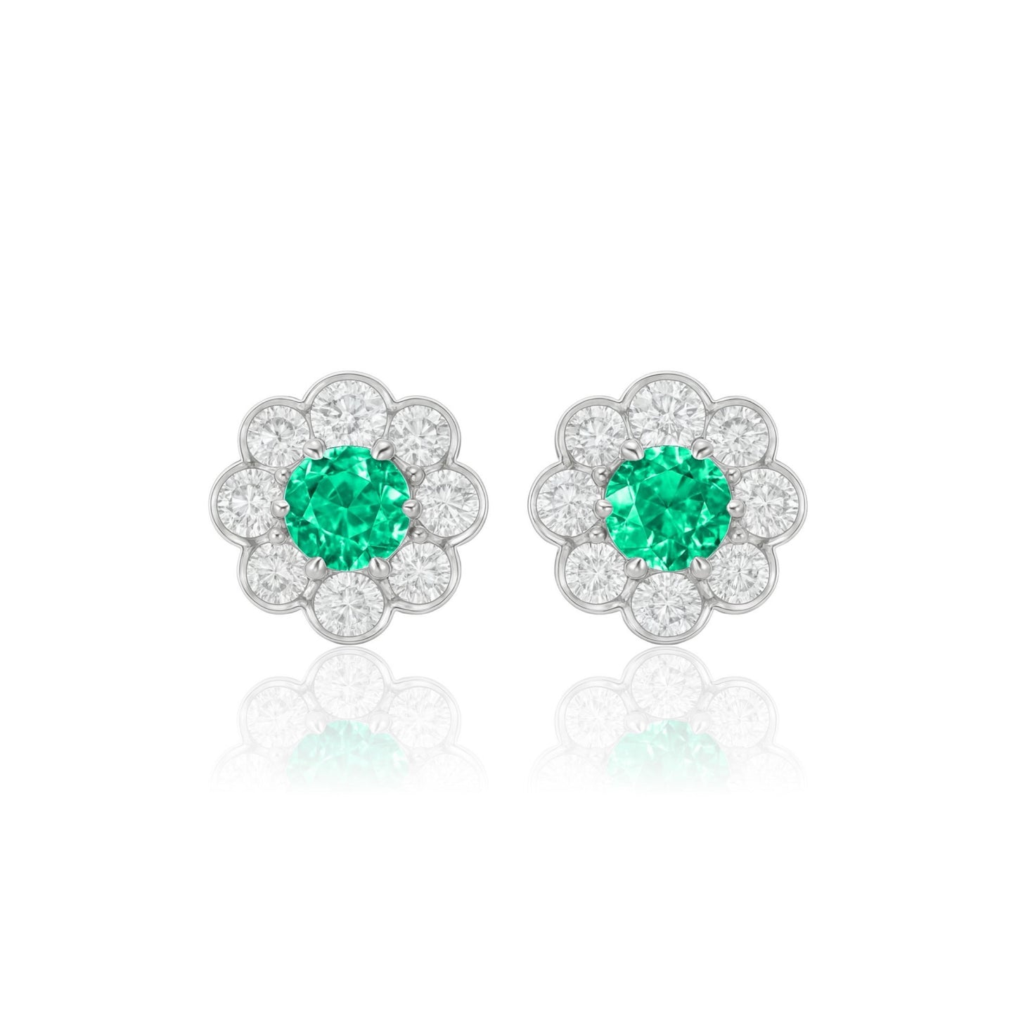 Juno Daisy Stud Earrings – Colombian Green Emerald